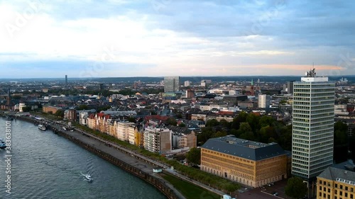 Wallpaper Mural Düsseldorf, Germany - drone hyperlapse shot of the media harbour/ cityscape while sunset. Torontodigital.ca