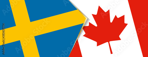 Sweden and Canada flags, two vector flags.