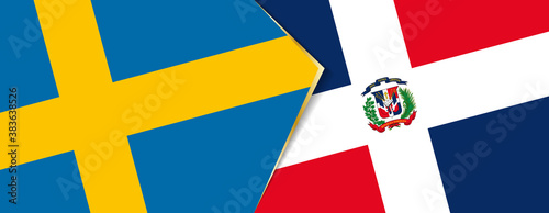 Sweden and Dominican Republic flags, two vector flags.