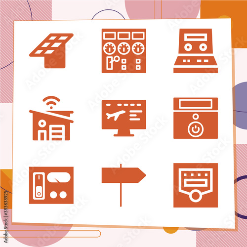 Simple set of 9 icons related to control board
