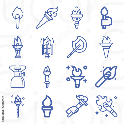 16 pack of burn down  lineal web icons set