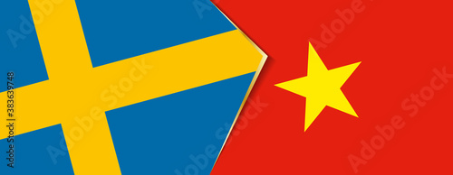 Sweden and Vietnam flags, two vector flags.