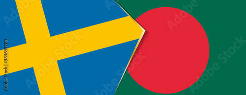 Sweden and Bangladesh flags, two vector flags.