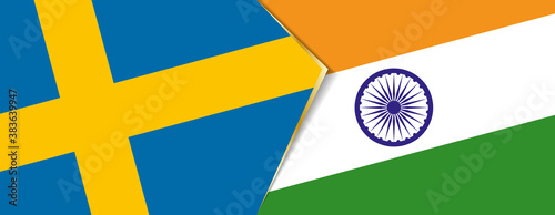 Sweden and India flags, two vector flags.