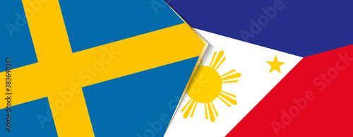 Sweden and Philippines flags, two vector flags.