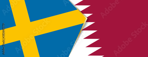 Sweden and Qatar flags, two vector flags.