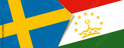 Sweden and Tajikistan flags, two vector flags.