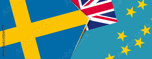 Sweden and Tuvalu flags, two vector flags.