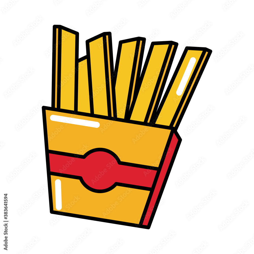 french fries fast food pop art comic style, flat icon french fries fast food pop art comic style, flat icon