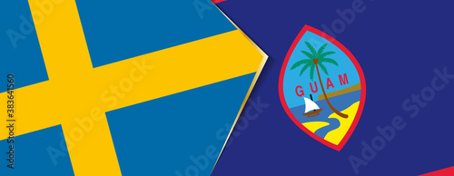 Sweden and Guam flags, two vector flags.