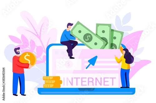 Data monetization Monetizing of data services Selling of data analysis concept Online influencer business and creative content producing vector isolated illustration