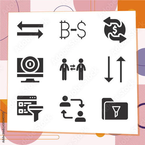 Simple set of 9 icons related to replace