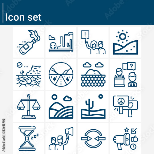 Simple set of dissent related lineal icons.
