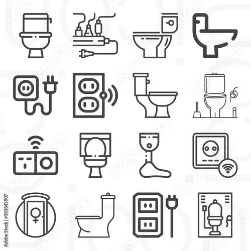 16 pack of obstruction  lineal web icons set