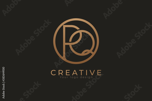 Abstract initial letter P and Q logo, usable for branding and business logos, Flat Logo Design Template, vector illustration