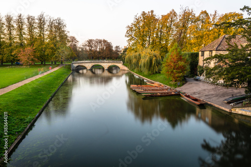 Long exposure shot of river Cam at sunset, Cambridge, UK