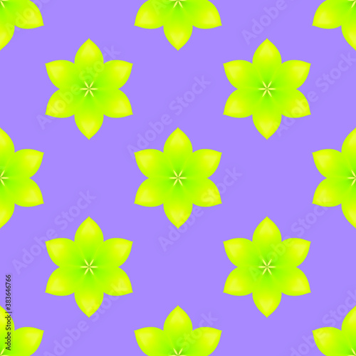 Green flowers on a violet background. Seamless vector illustration. © Karine