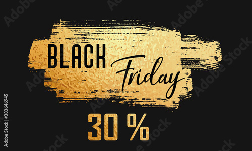 carte ou bandeau sur les black friday en noir sur un fond couleur or avec des réduction de 30% en or sur un fond noir
