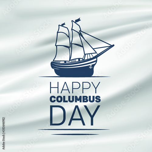 Vector illustration: Handwritten Calligraphic brush type Lettering composition of Happy Columbus Day on white background.