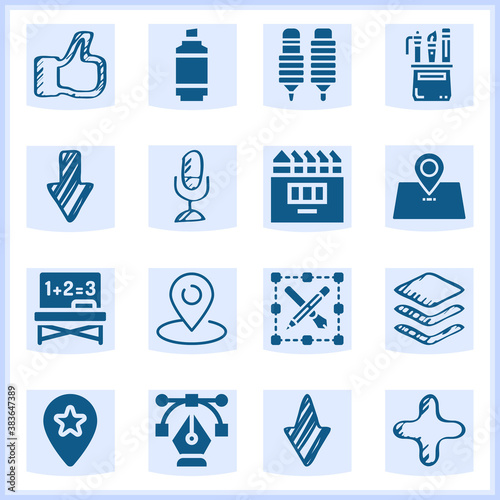 Writing implement  related simple set. 16  filled