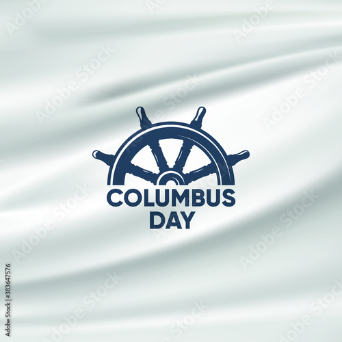 Vector illustration: Handwritten Calligraphic brush type Lettering composition of Happy Columbus Day on white background.