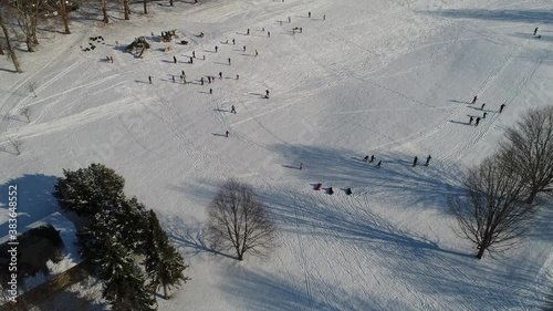 Cross Country Skiing on Mendon Pond New York Aerial View photo