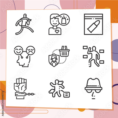 Simple set of 9 icons related to offence
