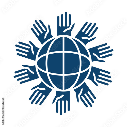 hands around planet help silhouette icon
