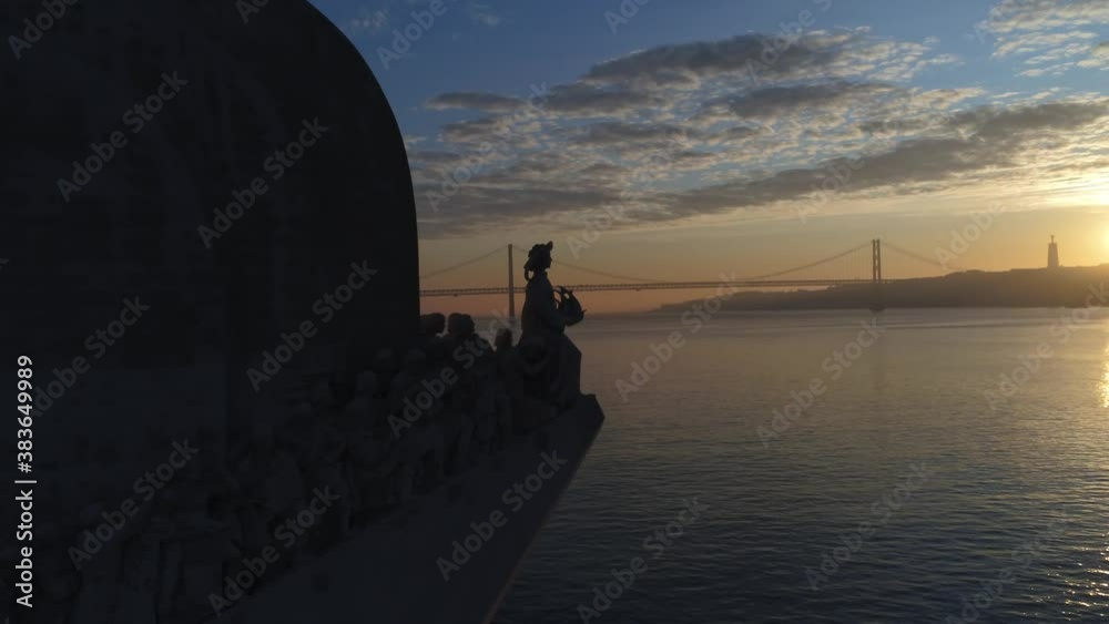 Padrao dos Descubrimentos in Belem, Lisbon. Portugal. Drone Footage