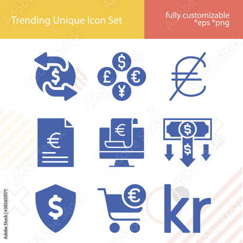 Simple set of bit coin related filled icons.
