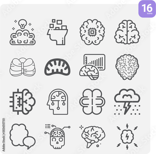 Simple set of cortical related lineal icons.