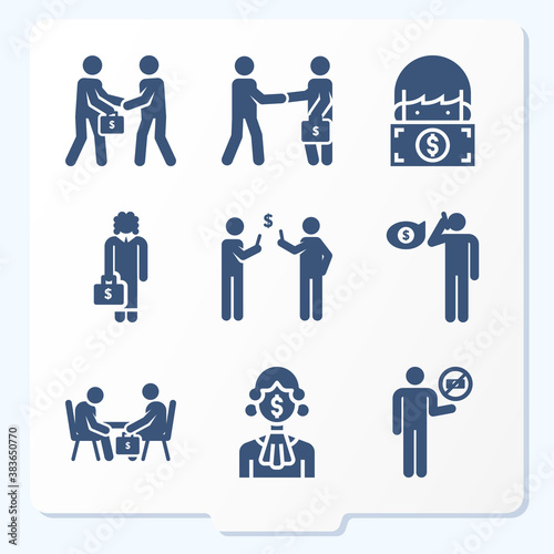 Simple set of 9 icons related to scandal