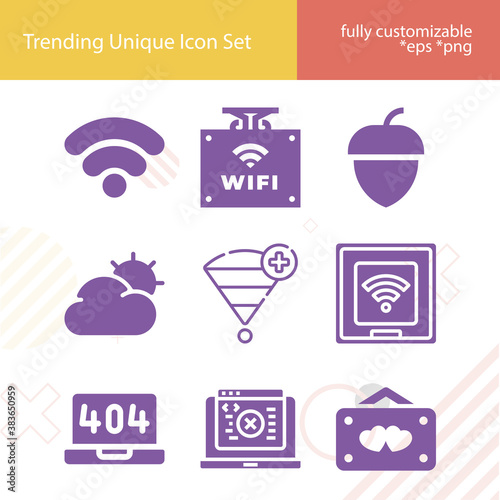 Simple set of hardly related filled icons.