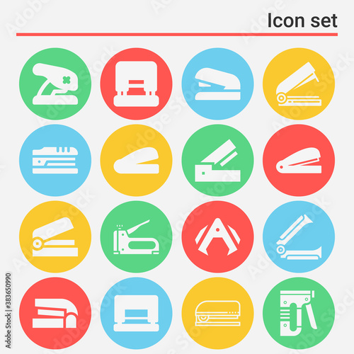 16 pack of stapler  filled web icons set