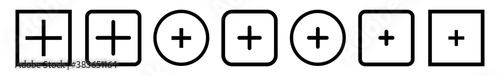 Add Plus Icon Black | Addition Buttons | Positive Symbol | Additional Logo | Cross Icons Sign | Isolated | Variations