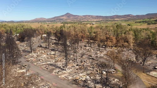 Aerial of burned area in Phoenix Oregon from Almeda Fire 2020  photo