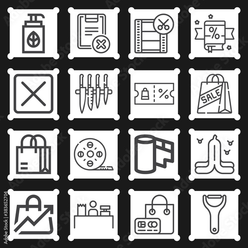 16 pack of off lineal web icons set