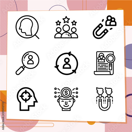 Simple set of 9 icons related to behaviors