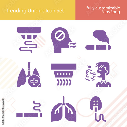 Simple set of respiration related filled icons.