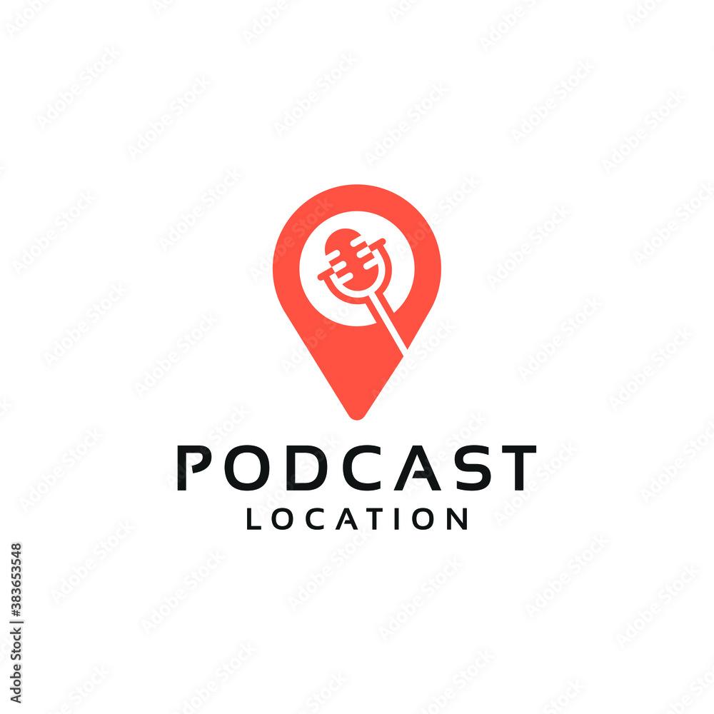 podcast with location pin map logo icon illustration vector  design template