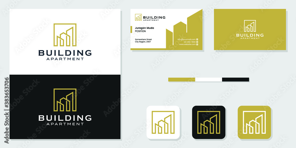 real estate building architecture logo and business card design ...