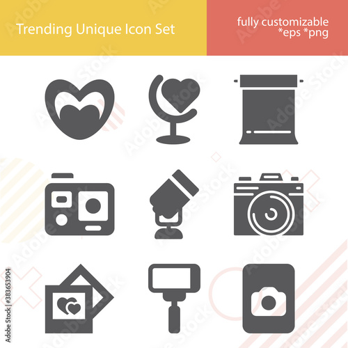 Simple set of picture taking related filled icons.