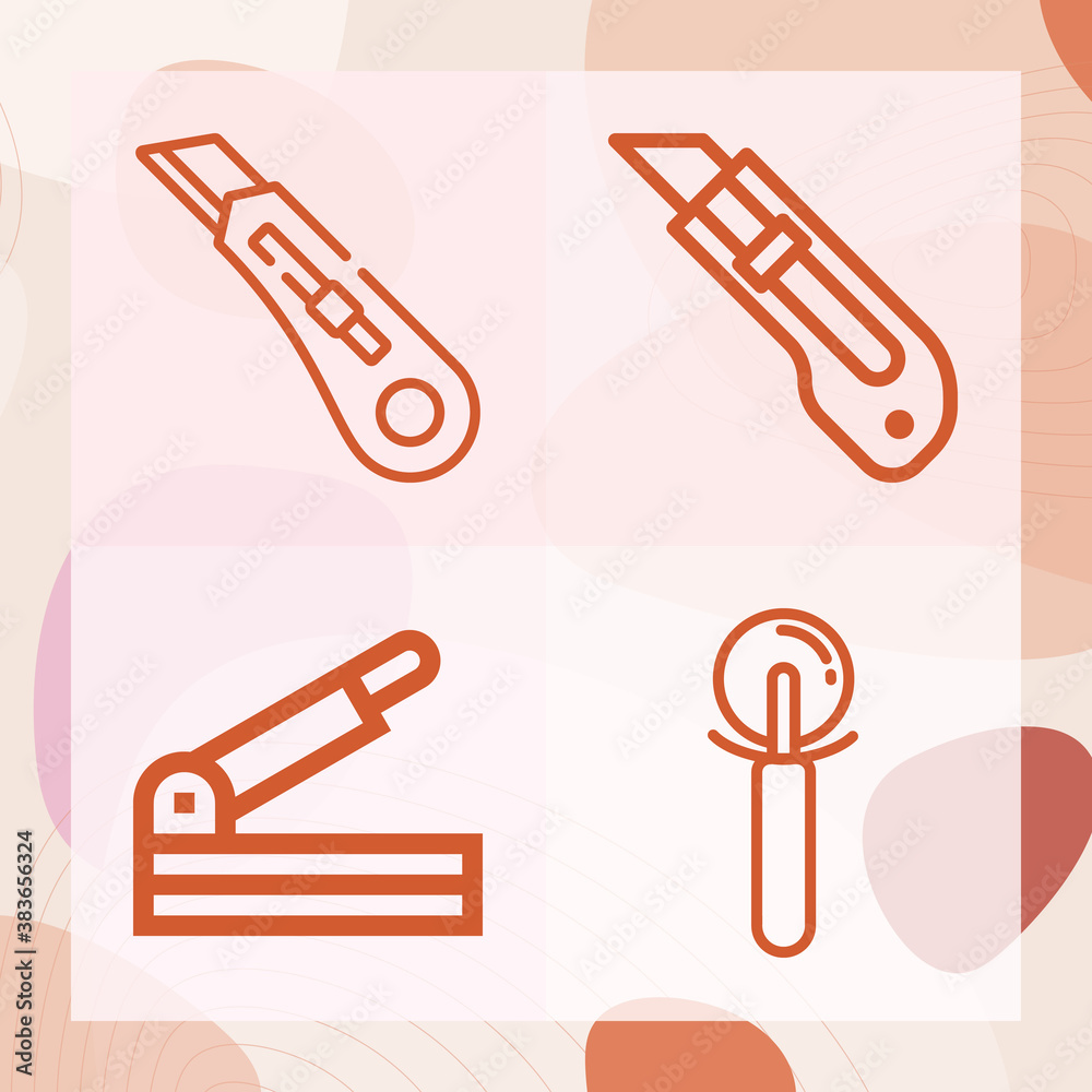 Simple set of cutting implement related lineal icons