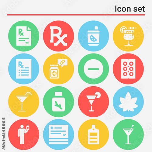 16 pack of addiction filled web icons set