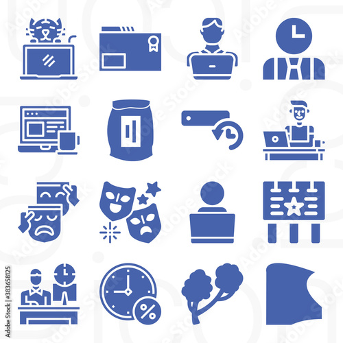 16 pack of temporary  filled web icons set