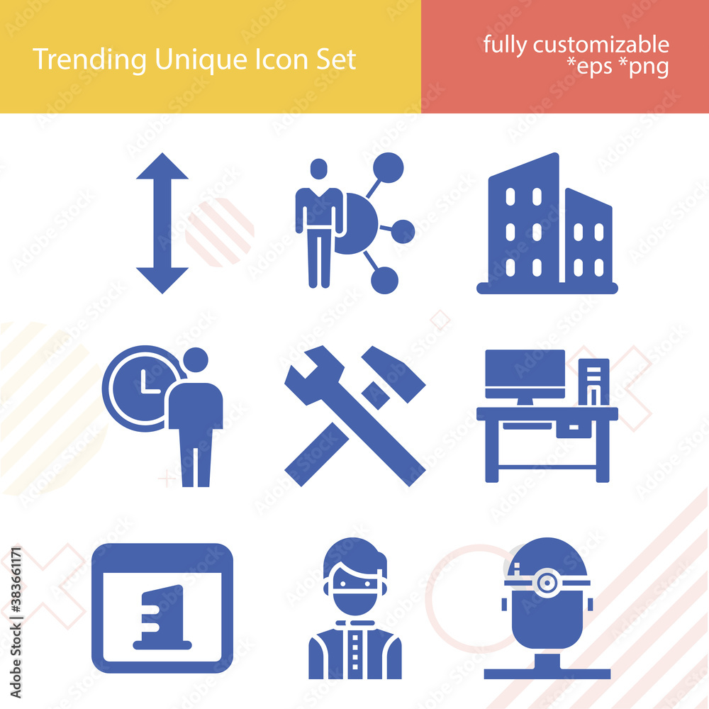 Simple set of productivity related filled icons. Simple set of productivity related filled icons.