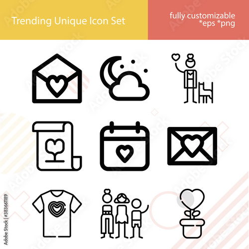 Simple set of evening related lineal icons.