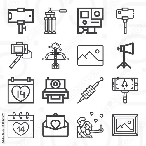 16 pack of pictorial representation lineal web icons set