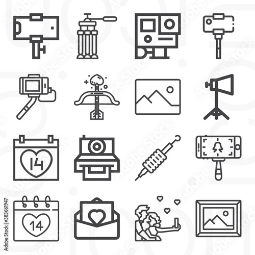 16 pack of pictorial representation  lineal web icons set