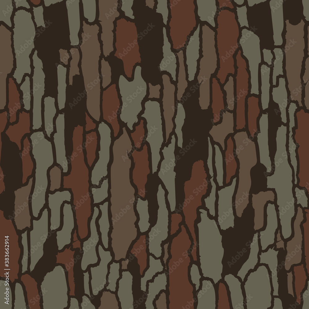Vector seamless camo tree bark tiger army fatigue pattern design